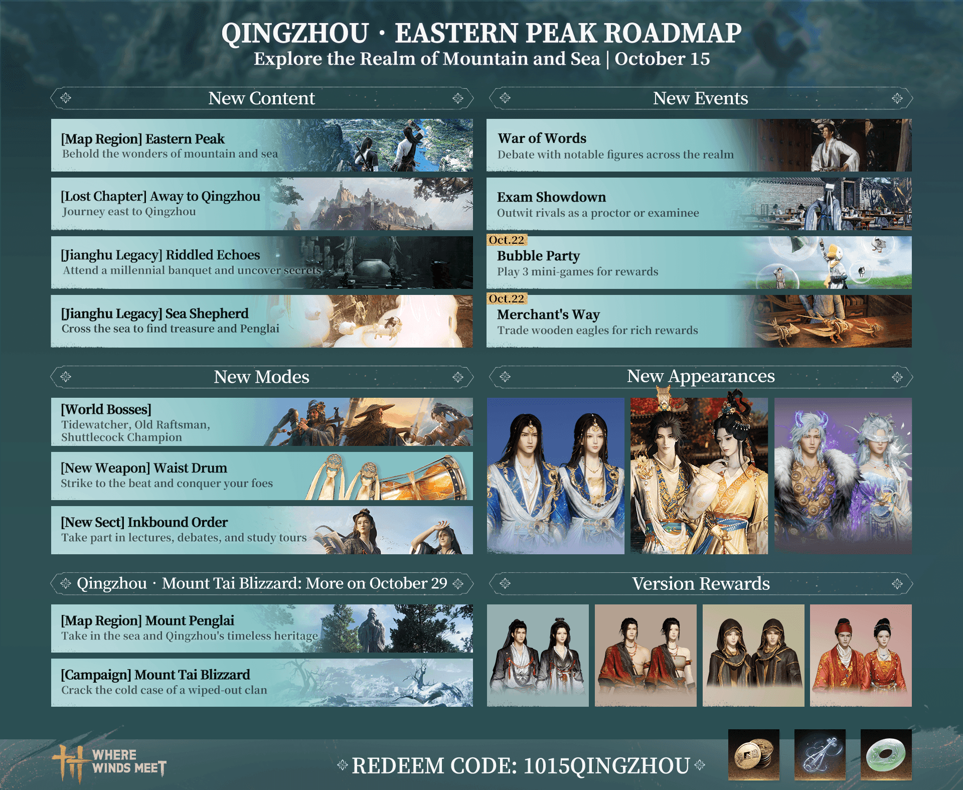 Where Winds Meet Qingzhou Roadmap: Mount Tai, Penglai Isle, and Duel of Wits Starting Oct 15